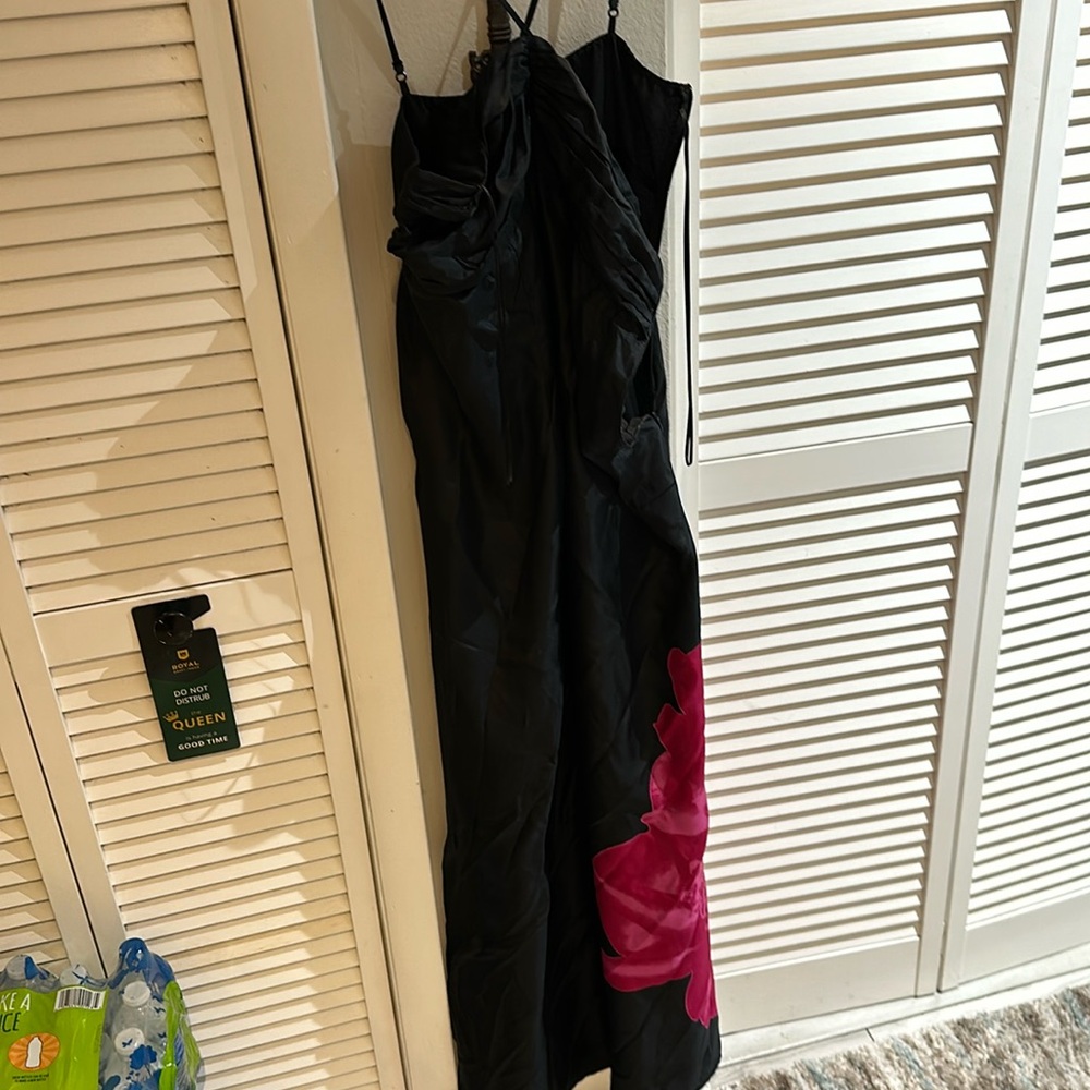 Beautiful Long Women’s Dress . Express size Small. Black with huge flower